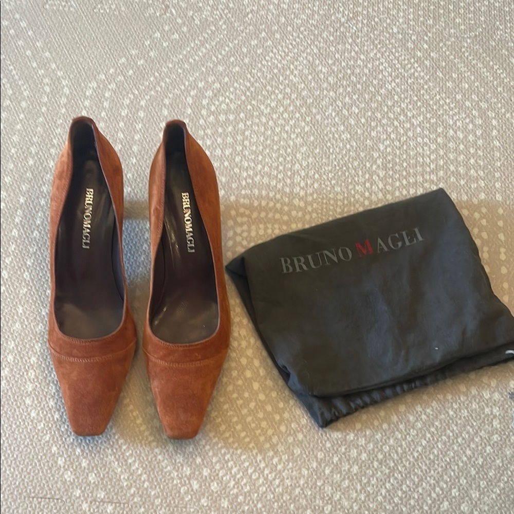 Bruno Magli Women's Brick Suede Square Toe Pump